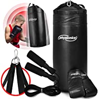 Los mejores  - Physionics Set de Boxeo para Niños - Saco Relleno 13kg Ø30x70cm + Guantes 8oz + Cuerda + Correas + Mosquetón- para MMA…